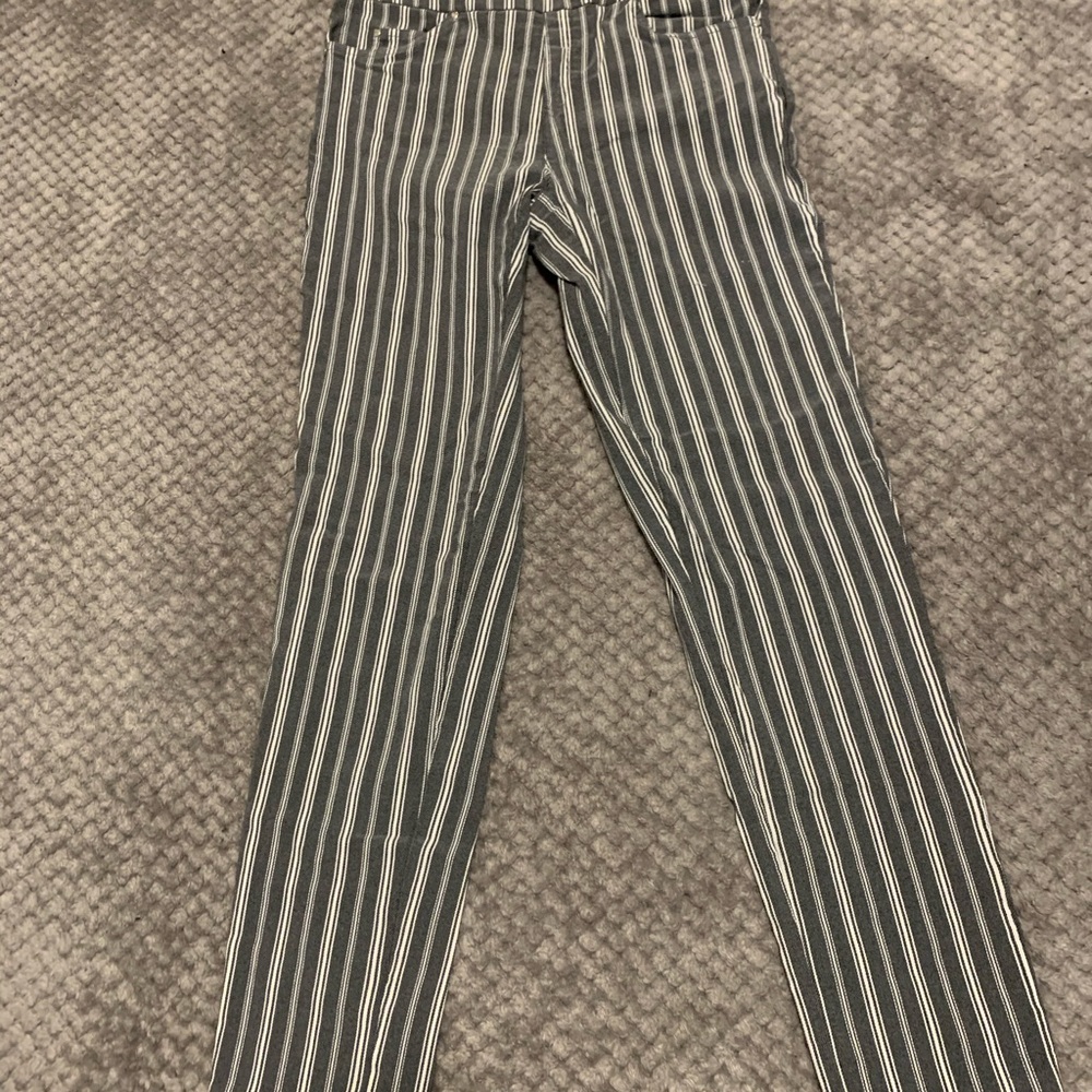 Grey and white striped pants